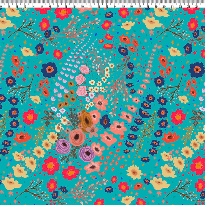 TECIDO TRICOLINE ESTAMPADO FLORAL OPULENCE AFONSO FRANCO retalho 50x75 cm