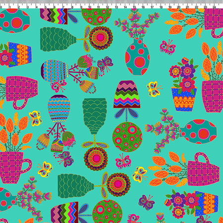 TECIDO TRICOLINE ESTAMPADO FLORAL MEU JARDIM VERDE AFONSO FRANCO retalho 50x75 cm