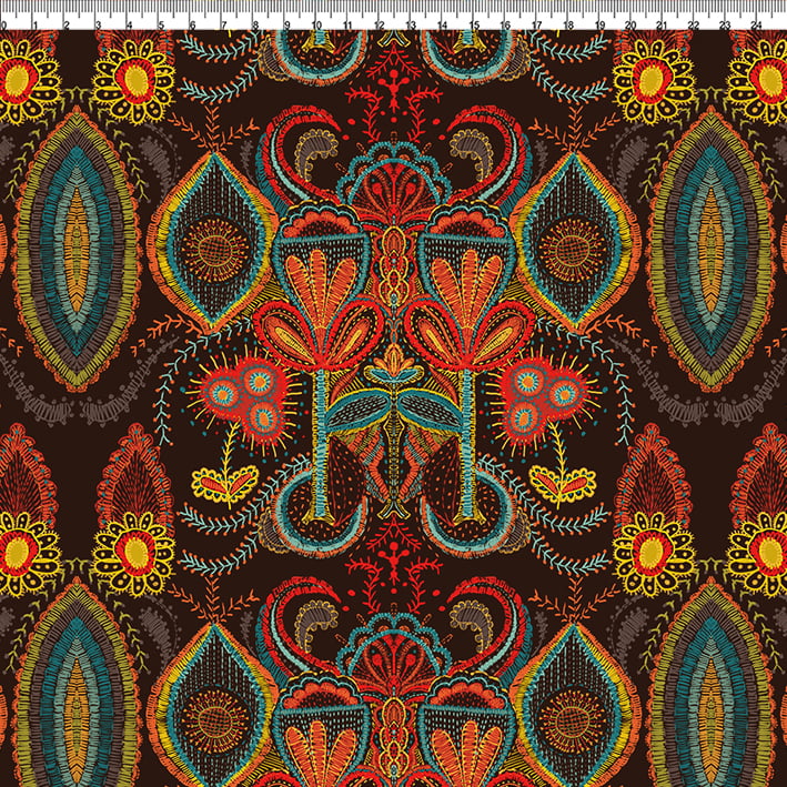 TECIDO TRICOLINE ESTAMPADO FLORAL BORDANDO AFONSO FRANCO retalho 50x75 cm