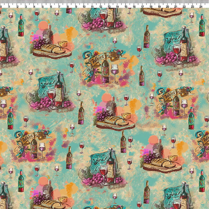 TECIDO PARA PATCHWORK - AFONSO FRANCO - TRICOLINE ESTAMPA DIGITAL - VINICOLAS  retalho 50x75 cm