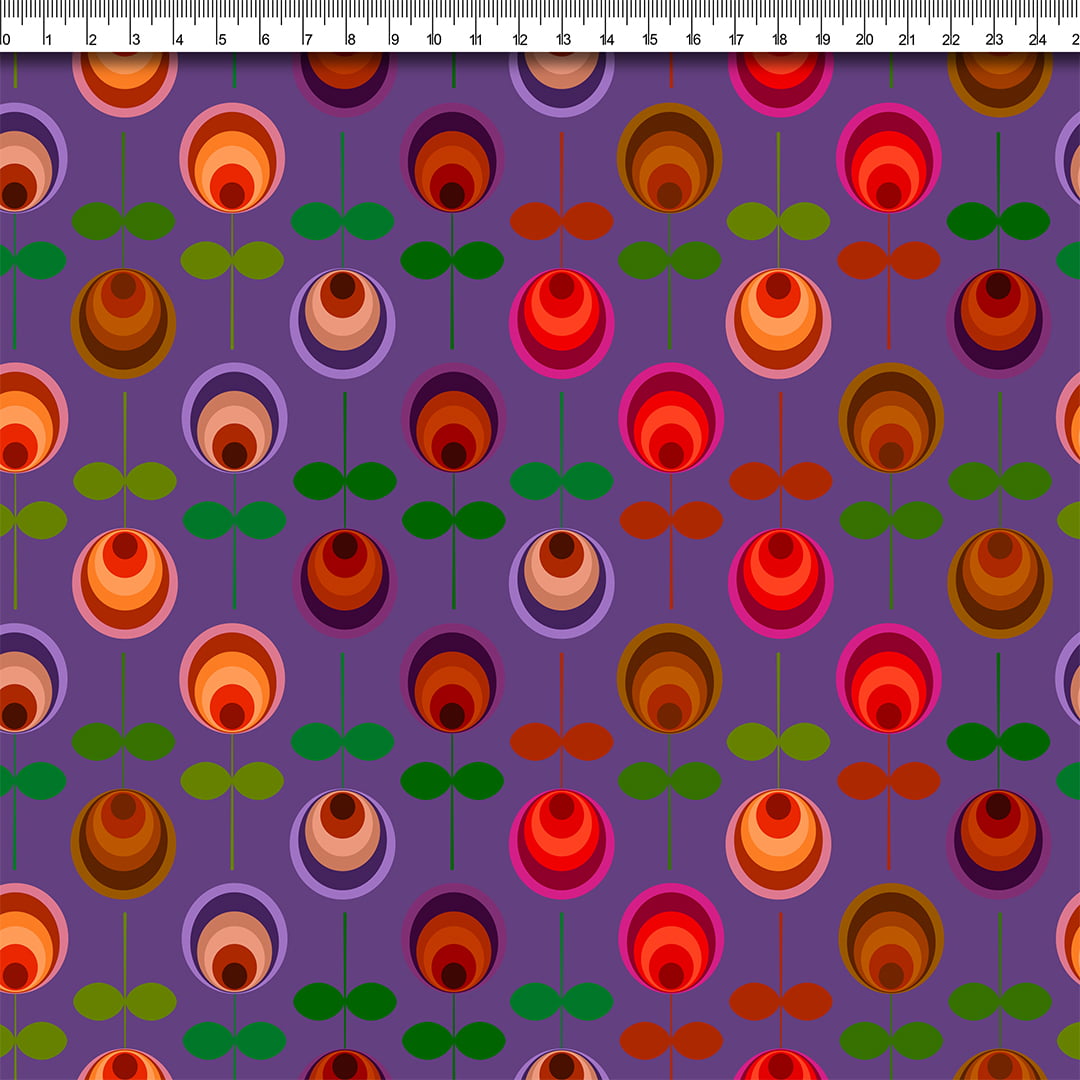 TECIDO TRICOLINE ESTAMPADO FLORAL RETRÔ AFONSO FRANCO  retalho  50x75cm