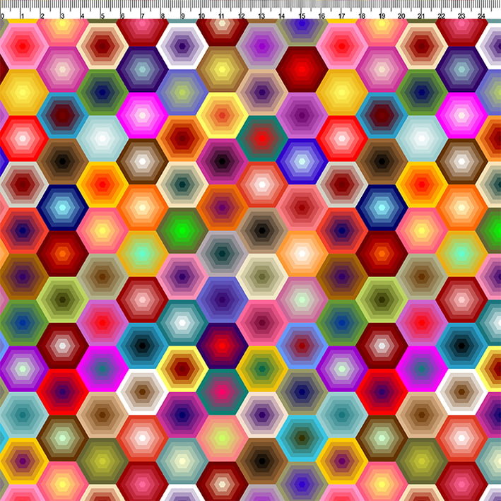 TECIDO TRICOLINE ESTAMPADO GEOMETRICO HEXAGONO AFONSO FRANCO retalho 50x75cm