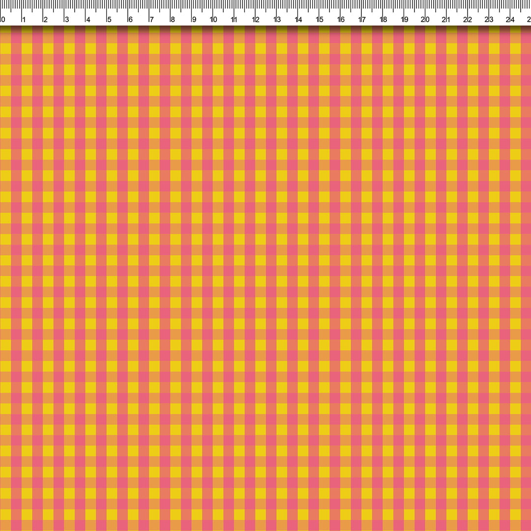 TECIDO TRICOLINE ESTAMPADO  XADREZ VICHY AMARELO AFONSO FRANCO retalho de 50x75cm