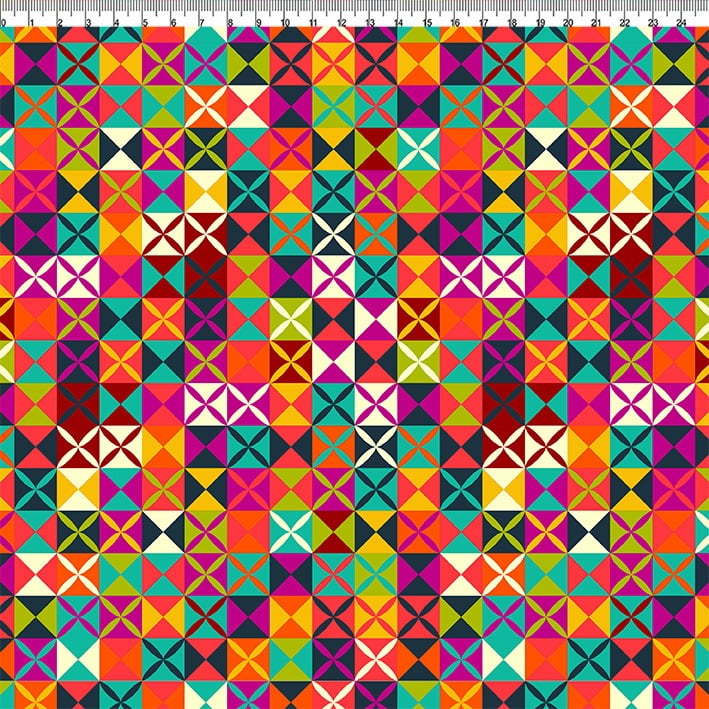 TECIDO PARA PATCHWORK - AFONSO FRANCO - TRICOLINE ESTAMPA DIGITAL - SQUARES retalho 50x75cm