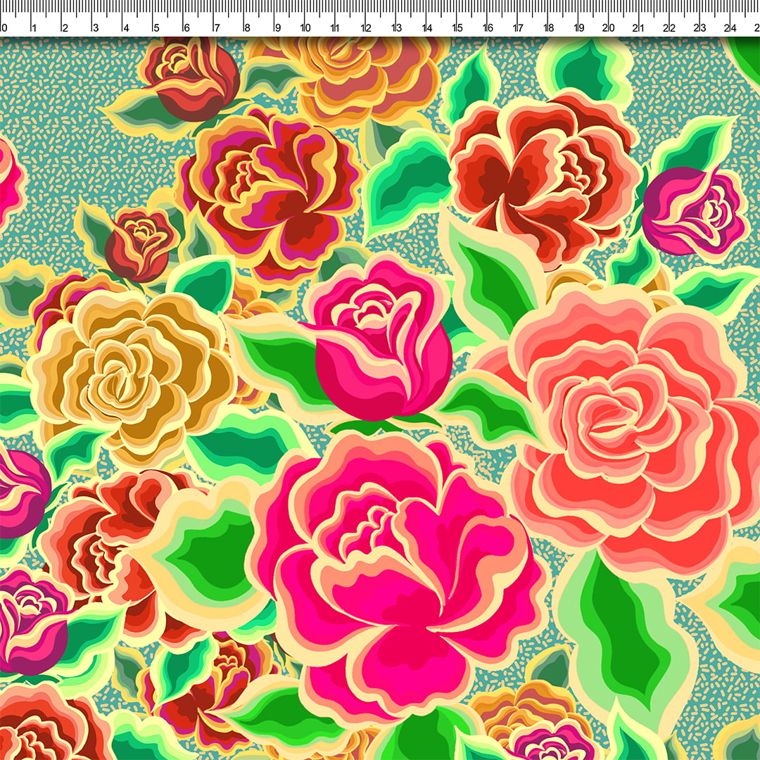 TECIDO TRICOLINE ESTAMPADO FLORAL FRIDA AFONSO FRANCO retalho 50x75cm