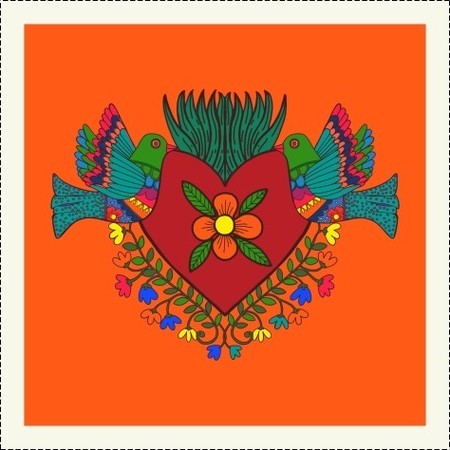 TECIDOS TRICOLINE ESTAMPADO PATCH CORAÇÃO MEXICANO COM PÁSSAROS AFONSO FRANCO 30x30 cm - Cópia (1)