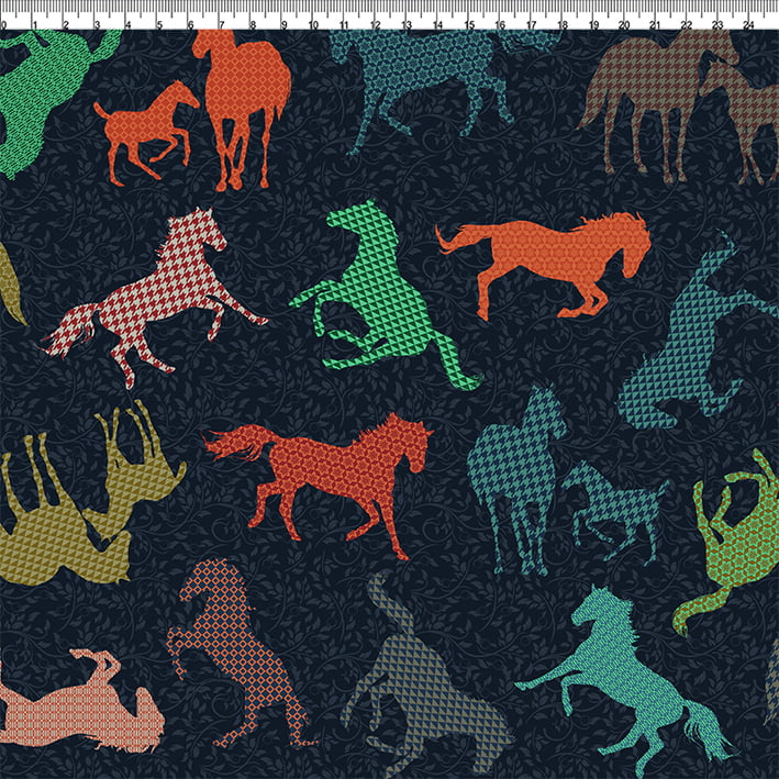 TECIDO PARA PATCHWORK - AFONSO FRANCO - TRICOLINE ESTAMPA DIGITAL - CAVALOS retalho 50 x 75 cm