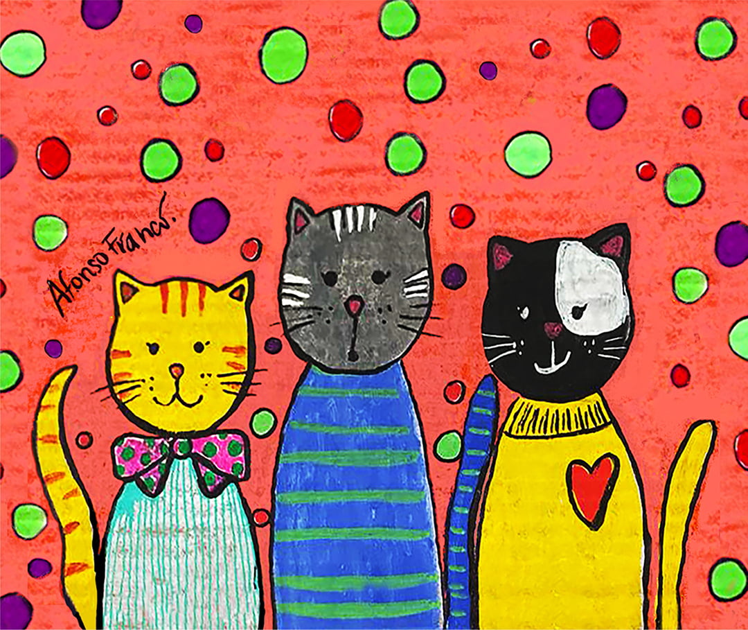 AFONSO FRANCO - TRICOLINE ESTAMPA DIGITAL - PATCH TRIO MIAU LARANJA 10x13cm