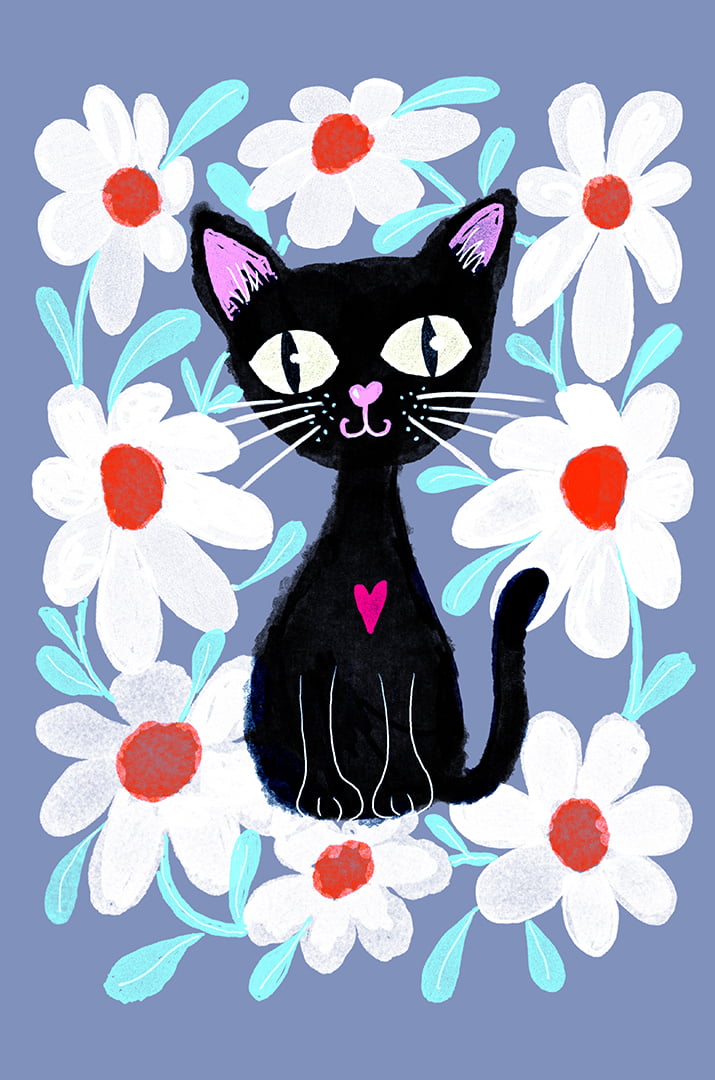 TECIDO TRICOLINE ESTAMPADO GATINHA MIRELA PAINEL AFONSO FRANCO 48 CM X 72 CM 