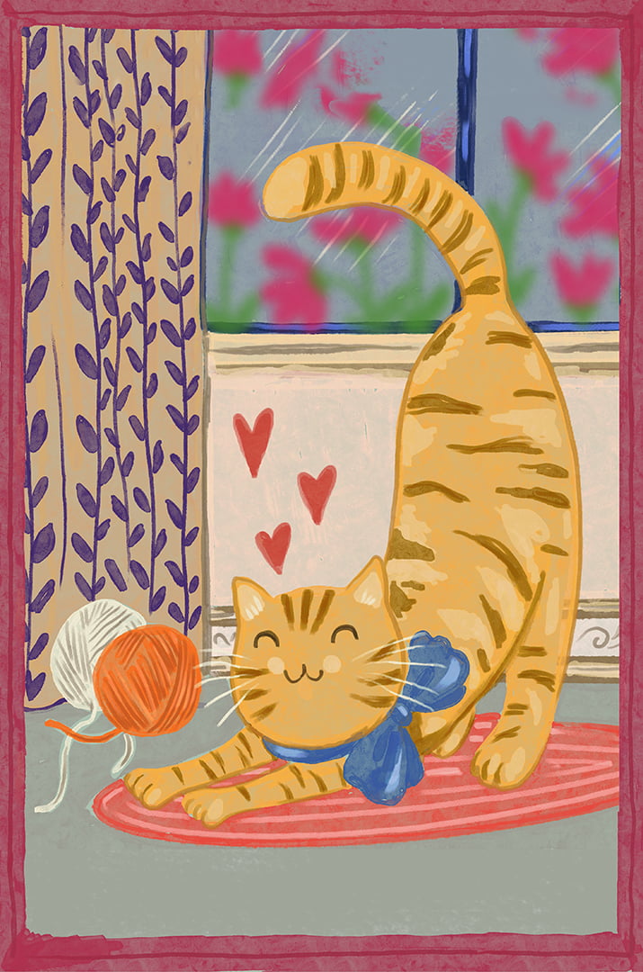 TECIDO TRICOLINE ESTAMPADO GATINHO JUVÊNCIO PAINEL AFONSO FRANCO 48 CM X 72 CM  