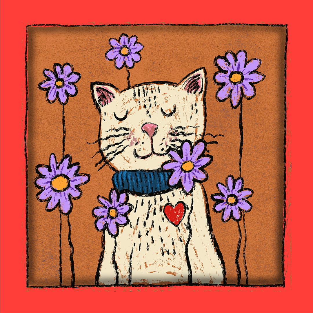 TECIDO TRICOLINE ESTAMPADO PATCH GATINHA SIANINHA AFONSO FRANCO