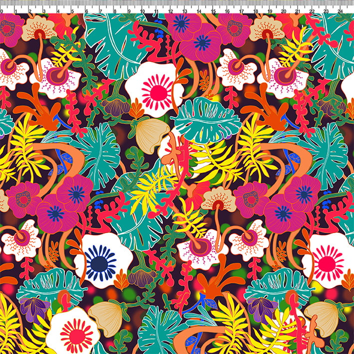 TECIDO PARA PATCHWORK - AFONSO FRANCO - TRICOLINE ESTAMPA DIGITAL - FLORAL UBIRAJARA