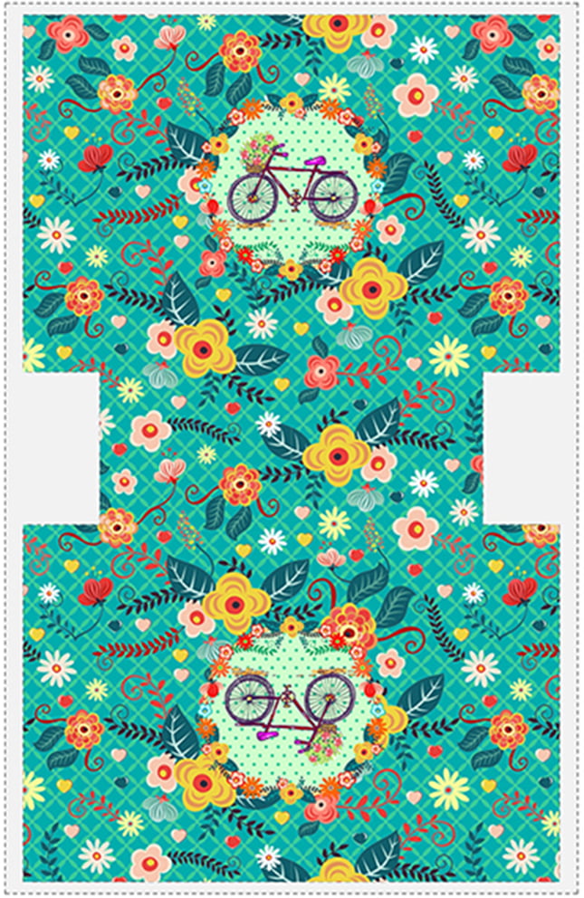 TECIDO TRICOLINE ESTAMPADO BIKE PAINEL NECESSAIRE AFONSO FRANCO 27x17cm