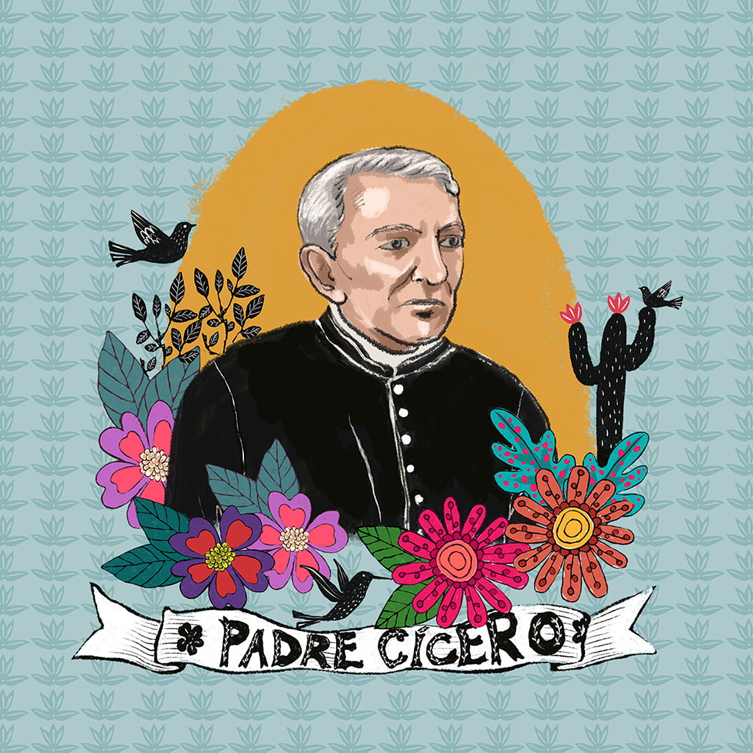 TECIDO TRICOLINE ESTAMPADO PADRE CÍCERO PATCH AFONSO FRANCO