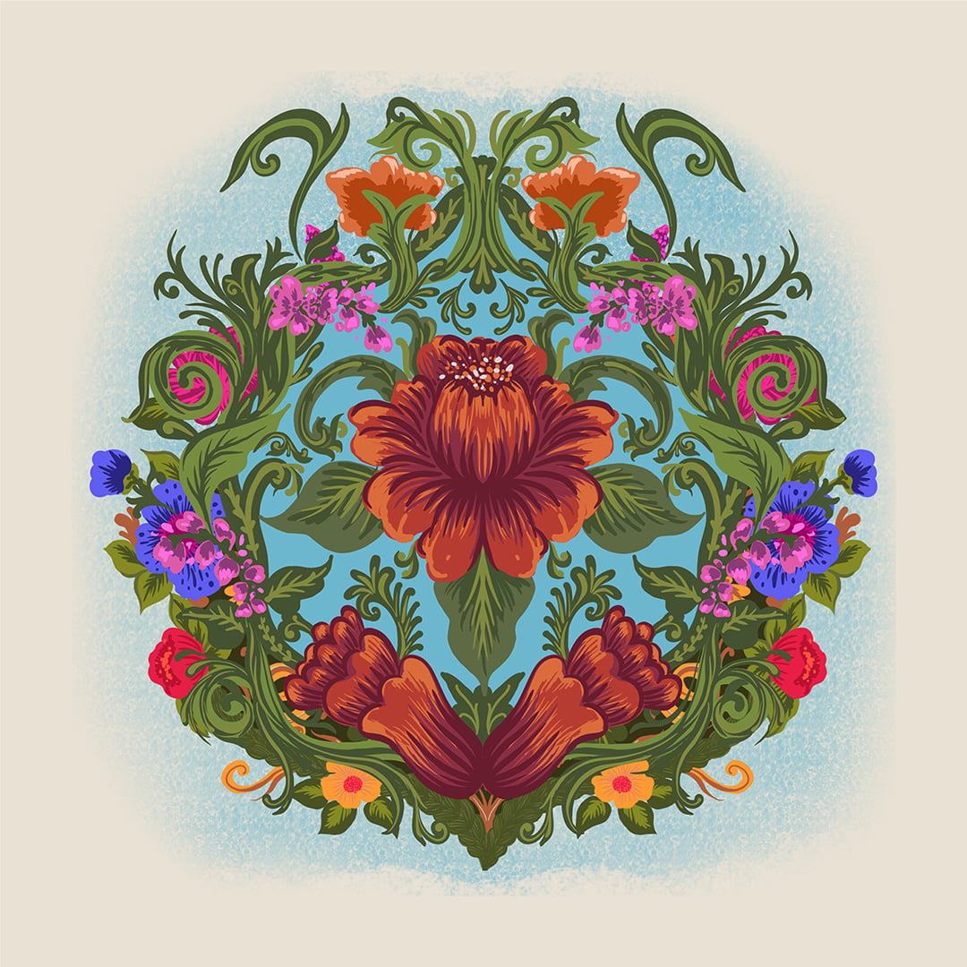 TECIDO TRICOLINE ESTAMPADO PATCH FLORAL ELISA AFONSO FRANCO