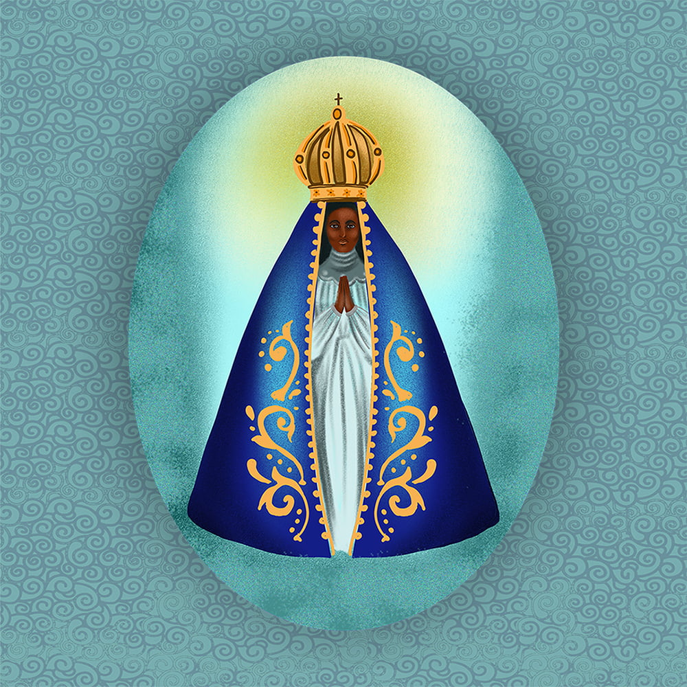 TECIDO TRICOLINE ESTAMPADO NOSSA SENHORA APARECIDA
