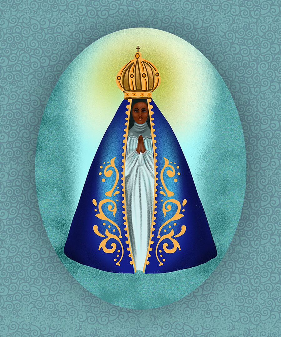 TECIDO TRICOLINE ESTAMPADO NOSSA SENHORA APARECIDA