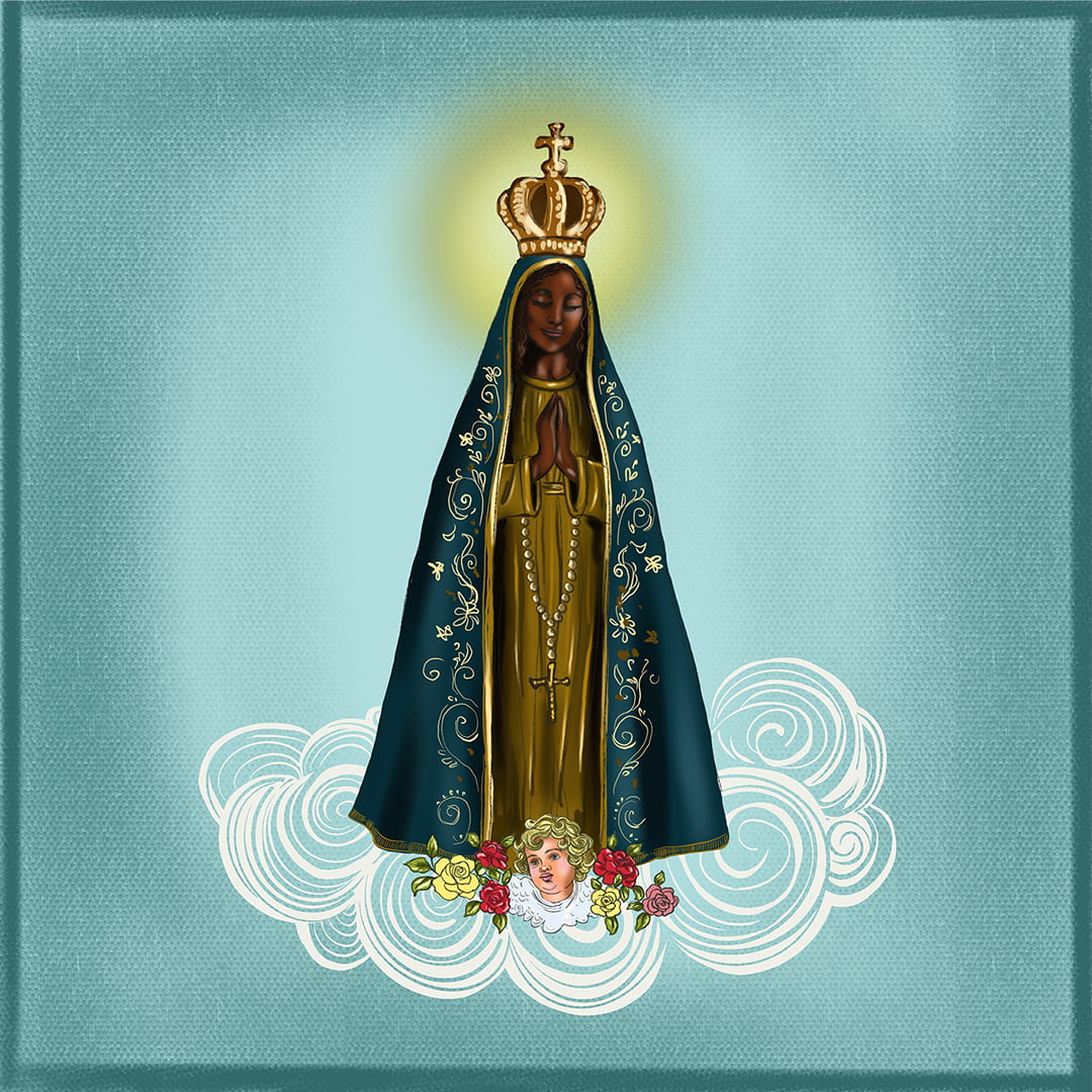 TECIDO TRICOLINE ESTAMPADO NOSSA SENHORA APARECIDA 26 AFONSO FRANCO