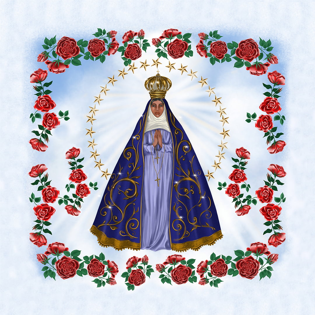 TECIDO TRICOLINE ESTAMPADO NOSSA SENHORA APARECIDA NEW PATCH AFONSO FRANCO