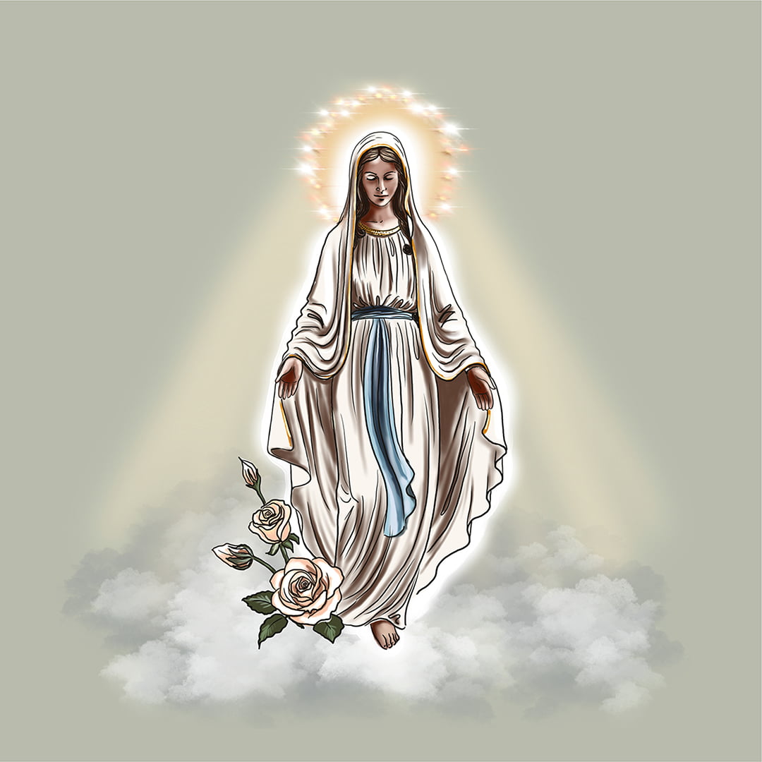 TECIDO TRICOLINE ESTAMPADO NOSSA SENHORA DE LOURDES  NEW PATCH AFONSO FRANCO 