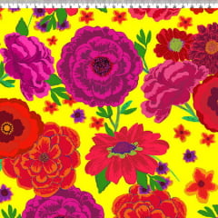 TECIDO TRICOLINE ESTAMPADO FLORAL ANETTE AMARELO AFONSO FRANCO RETALHO 50X50 CM