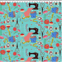 TECIDO TRICOLINE ESTAMPADO ATELIE DE COSTURA AFONSO FRANCO retalho 50x75 cm
