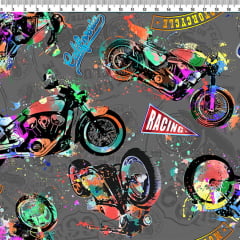 TECIDO TRICOLINE ESTAMPADO MOTOS AFONSO FRANCO retalho 50x75 cm