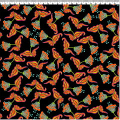 TECIDO TRICOLINE ESTAMPADO FLORAL DINA AFONSO FRANCO retalho 50x75 cm