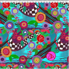 TECIDO TRICOLINE ESTAMPADO FLORAL MAYFLOWER AZUL AFONSO FRANCO retalho 50x75 cm