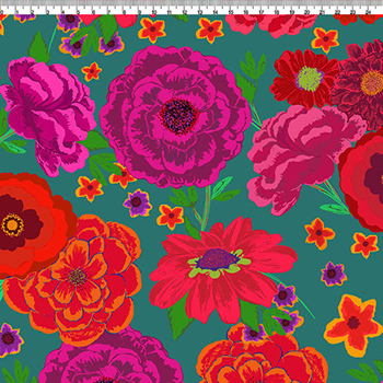TECIDO TRICOLINE ESTAMPADO FLORAL ANETTE VERDE AFONSO FRANCO retalho 50x75 cm