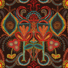 TECIDO TRICOLINE ESTAMPADO FLORAL BORDANDO AFONSO FRANCO retalho 50x75 cm
