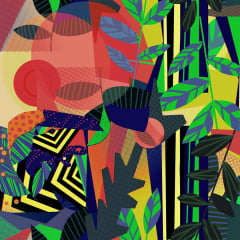 TECIDO TRICOLINE ESTAMPADO GEOMÉTRICO EUGENE AFONSO FRANCO retalho 50x75 cm