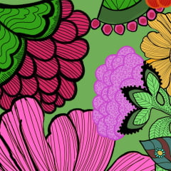 TECIDO TRICOLINE ESTAMPADO FLORAL LATIFA AFONSO FRANCO retalho 50x75 cm