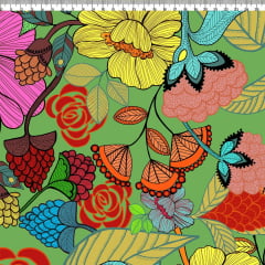 TECIDO TRICOLINE ESTAMPADO FLORAL LATIFA AFONSO FRANCO retalho 50x75 cm