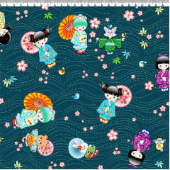 TECIDO PARA PATCHWORK - AFONSO FRANCO  - TRICOLINE ESTAMPA DIGITAL - KOKESHI retalho 50x75cm