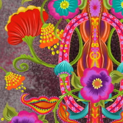 TECIDO TRICOLINE ESTAMPADO FLORAL DINAMARQUESA AFONSO FRANCO  retalho 50x75cm