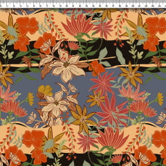 TECIDO TRICOLINE ESTAMPADO FLORAL MAISHA AFONSO FRANCO retalho 50x75cm