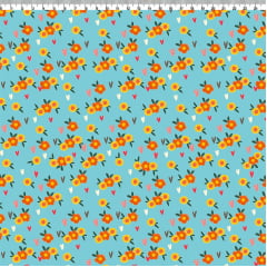 TECIDO TRICOLINE AFONSO FRANCO - ESTAMPA DIGITAL - CORAÇÕES E FLORES  retalho 50x75cm