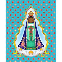 TECIDO TRICOLINE ESTAMPADO NOSSA SENHORA APARECIDA PAINEL 25 AFONSO FRANCO