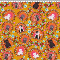 TECIDO TRICOLINE ESTAMPADO GATINHOS 26 AFONSO FRANCO