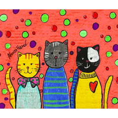 AFONSO FRANCO - TRICOLINE ESTAMPA DIGITAL - PATCH TRIO MIAU LARANJA 10x13cm