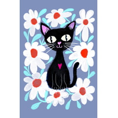 TECIDO TRICOLINE ESTAMPADO GATINHA MIRELA PAINEL AFONSO FRANCO 48 CM X 72 CM 