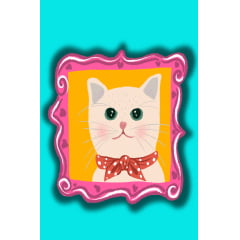 TECIDO TRICOLINE ESTAMPADO GATINHO FLOCADO PAINEL AFONSO FRANCO