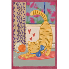 TECIDO TRICOLINE ESTAMPADO GATINHO JUVÊNCIO PAINEL AFONSO FRANCO 48 CM X 72 CM  