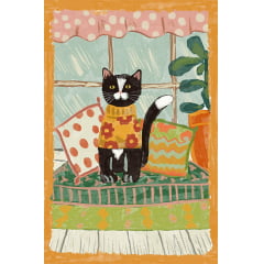 TECIDO TRICOLINE ESTAMPADO GATINHO SAMUEL PAINEL AFONSO FRANCO