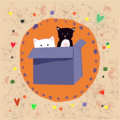 TECIDO TRICOLINE ESTAMPADO GATINHOS NA CAIXA PATCH AFONSO FRANCO 10x10cm TECIDO TRICOLINE ESTAMPADO GATINHOS NA CAIXA PATCH AFONSO FRANCO 10x10cm