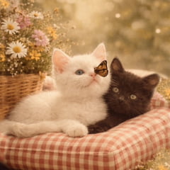 TECIDO TRICOLINE ESTAMPADO PAINEL GATINHOS FILHOTES E BORBOLETA AFONSO FRANCO 