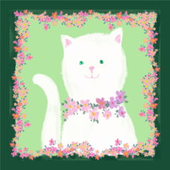 TECIDO TRICOLINE ESTAMPADO PATCH GATINHO TAPIOCA AFONSO FRANCO