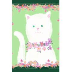 TECIDO TRICOLINE ESTAMPADO PATCH GATINHO TAPIOCA AFONSO FRANCO