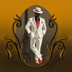 TECIDO TRICOLINE ESTAMPADO ZÉ PILINTRA PAINEL AFONSO FRANCO